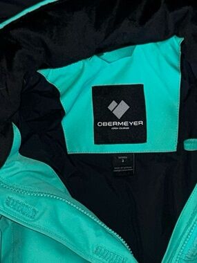 Obermeyer Teal Women's Insulated Ski Jacket with Faux Fur Trim